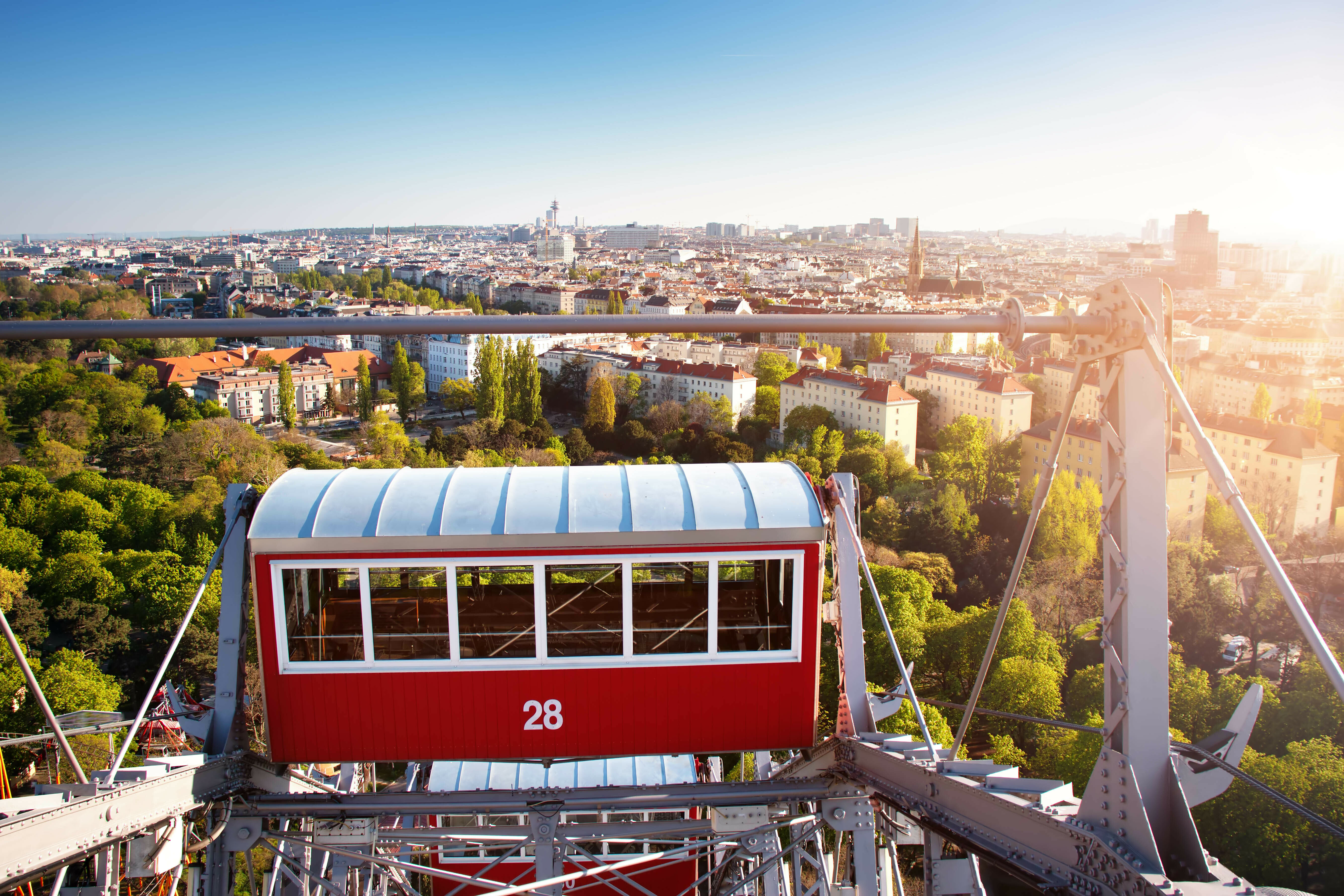 View from Vienna´s Ferris Wheel over the city of Vienna.